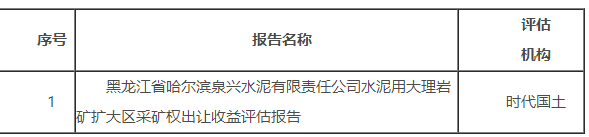 黑龙江一水泥企业关于矿业权出让收益评估报告