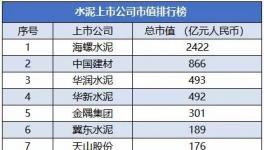 2021年国内水泥上市公司市值5强名单揭晓！