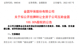 金圆股份拟挂牌转让互助金圆100%股权，退出水泥业务！